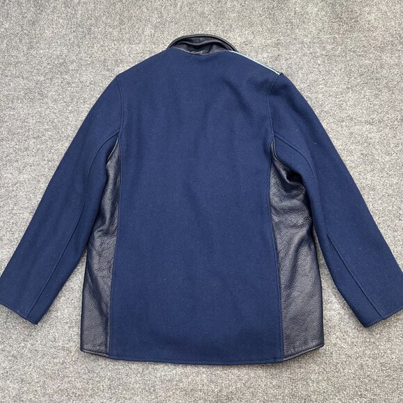 Roots Women's Jacket Full Zip Blue Wool Leather Varsity Vtg Canada Size 4 - Picture 3 of 9